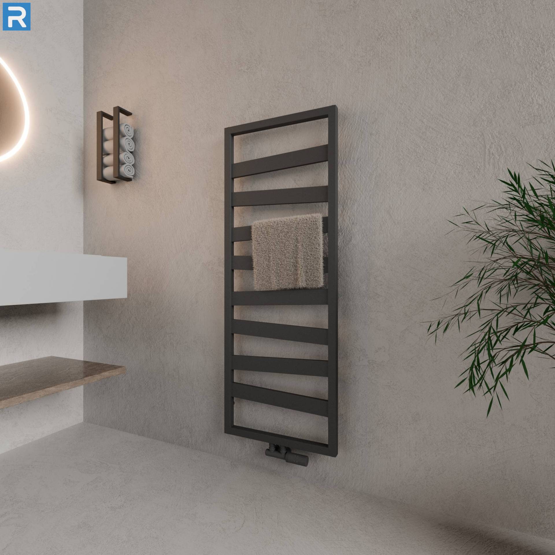 ROTHLER Design Badheizkörper Zigzag-Form Anthrazit 50 x 134 cm mit Multiblock ROTHLER Design Badheizkörper Zigzag-Form Anthrazit 50 x 134 cm mit Multiblock