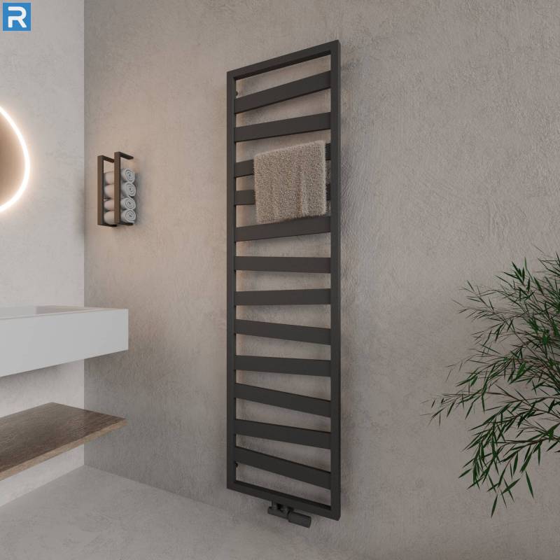 ROTHLER Design Badheizkörper Zigzag-Form Anthrazit 50 x 182 cm mit Multiblock