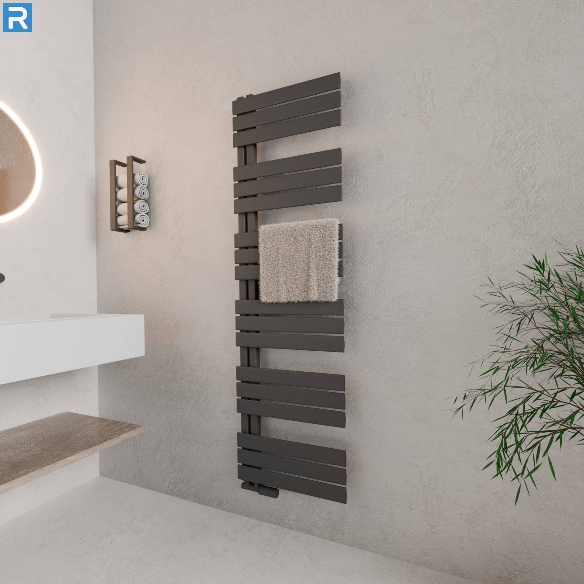 ROTHLER Design Handtuchheizkörper Badheizkörper Anthrazit 50 x 164 cm mit Multiblock ROTHLER Design Handtuchheizkörper Badheizkörper Anthrazit 50 x 164 cm mit Multiblock