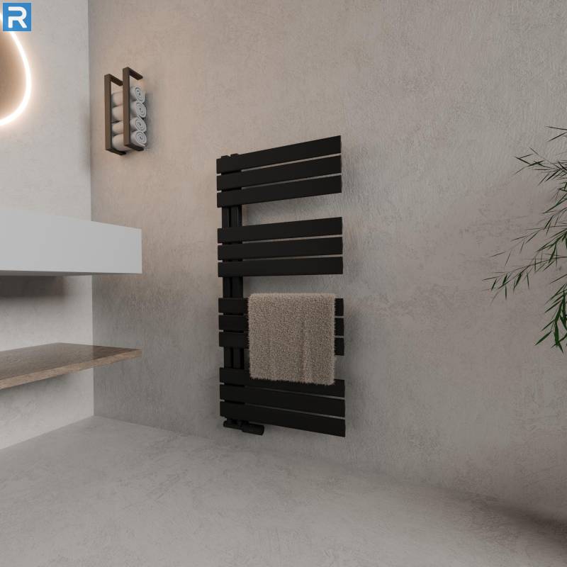 ROTHLER Design Handtuchheizkörper Badheizkörper Schwarz 50 x 115 cm mit Multiblock
