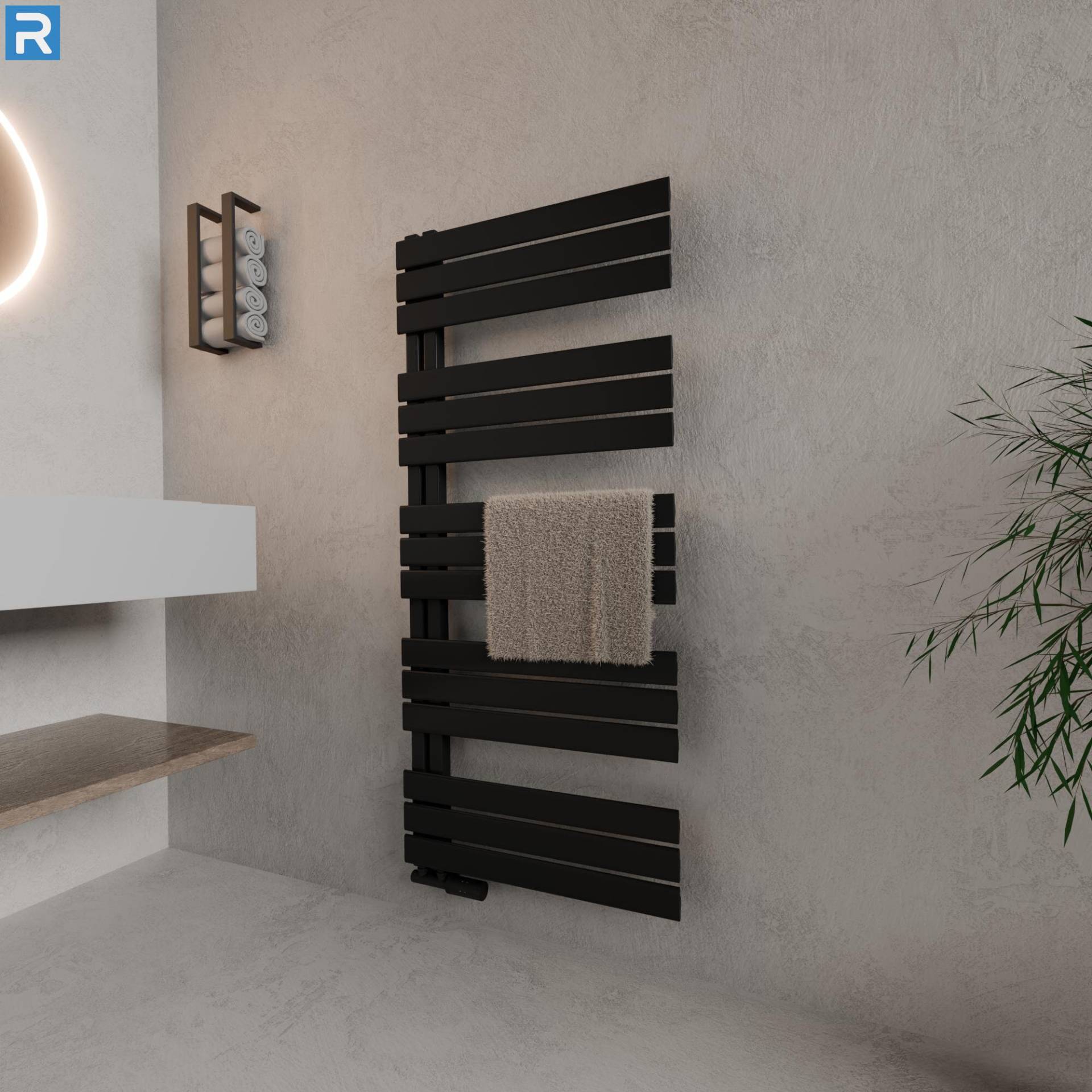 ROTHLER Design Handtuchheizkörper Badheizkörper Schwarz 60 x 140 cm mit Multiblock ROTHLER Design Handtuchheizkörper Badheizkörper Schwarz 60 x 140 cm mit Multiblock