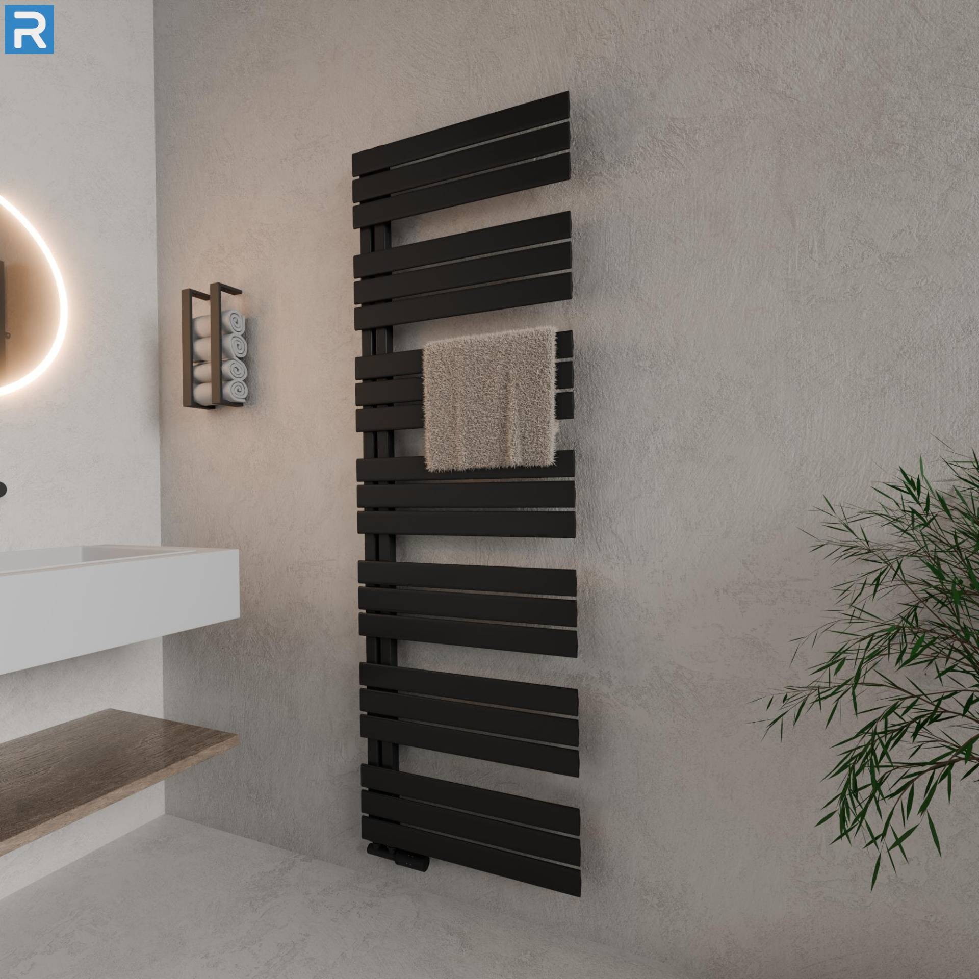 ROTHLER Design Handtuchheizkörper Badheizkörper Schwarz 60 x 180 cm mit Multiblock ROTHLER Design Handtuchheizkörper Badheizkörper Schwarz 60 x 180 cm mit Multiblock