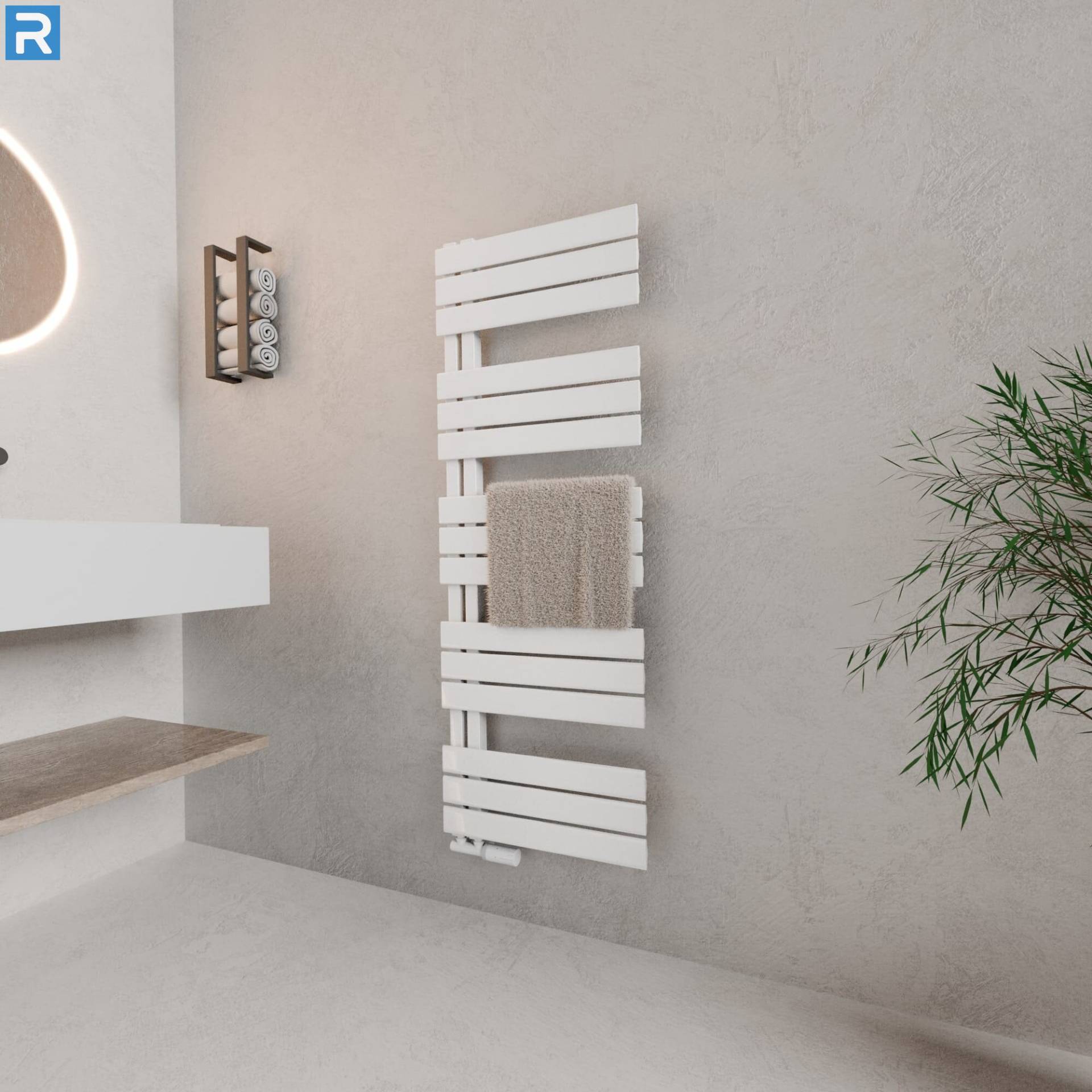 ROTHLER Design Handtuchheizkörper Badheizkörper Weiß 50 x 140 cm mit Multiblock ROTHLER Design Handtuchheizkörper Badheizkörper Weiß 50 x 140 cm mit Multiblock