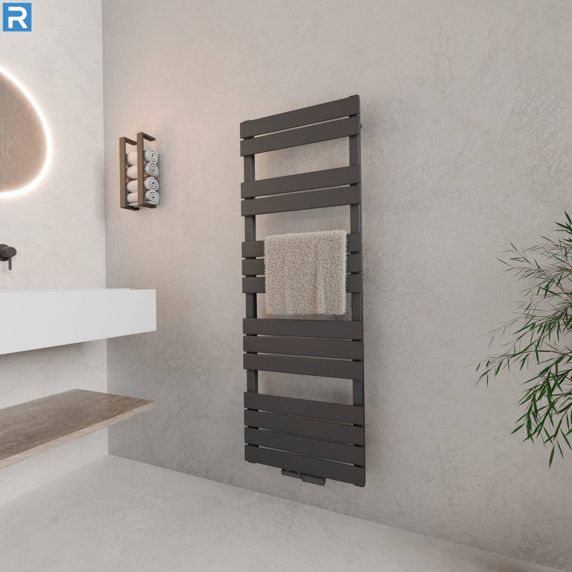 ROTHLER Design Handtuchheizkörper Mittelanschluss Anthrazit 50 x 140 cm mit Multiblock ROTHLER Design Handtuchheizkörper Mittelanschluss Anthrazit 50 x 140 cm mit Multiblock