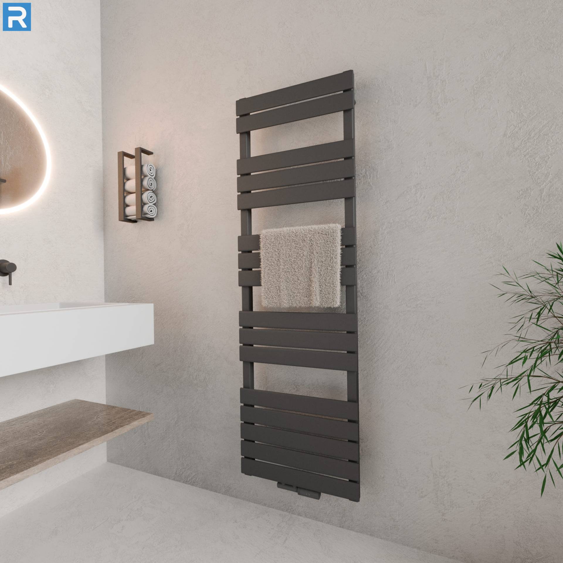 ROTHLER Design Handtuchheizkörper Mittelanschluss Anthrazit 50 x 160 cm mit Multiblock ROTHLER Design Handtuchheizkörper Mittelanschluss Anthrazit 50 x 160 cm mit Multiblock