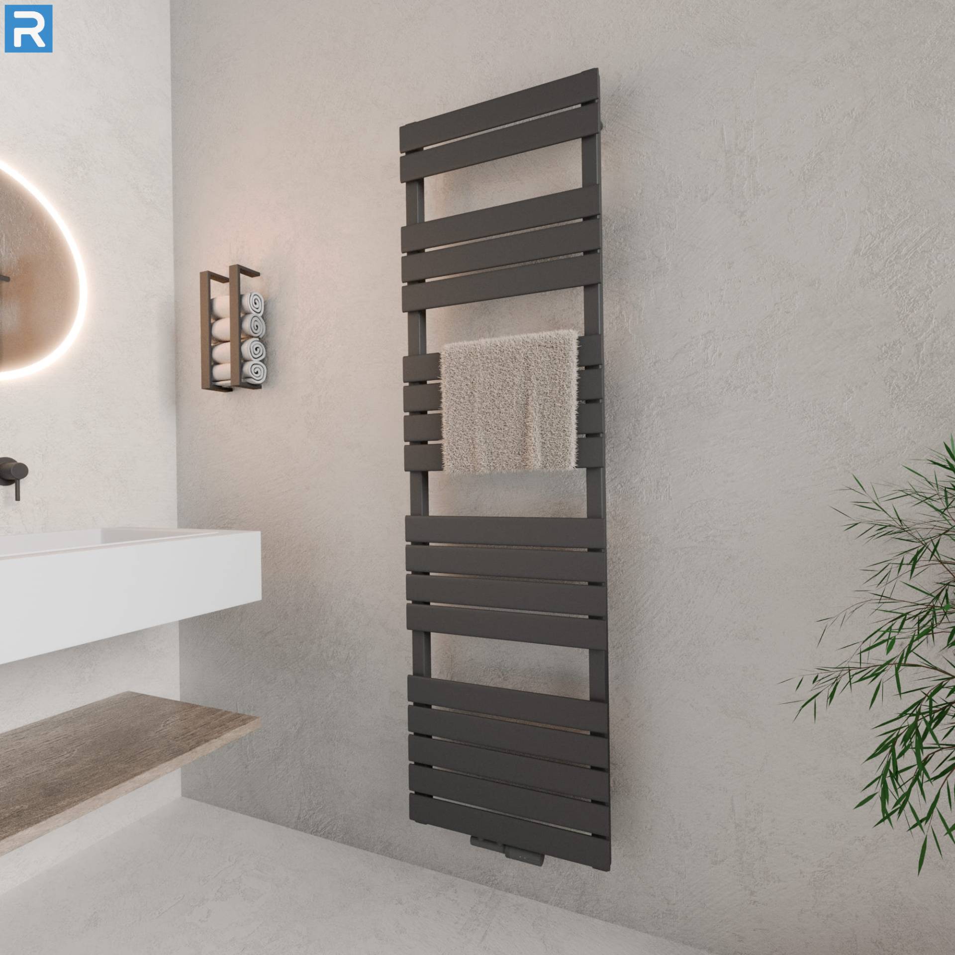 ROTHLER Design Handtuchheizkörper Mittelanschluss Anthrazit 50 x 180 cm mit Multiblock ROTHLER Design Handtuchheizkörper Mittelanschluss Anthrazit 50 x 180 cm mit Multiblock