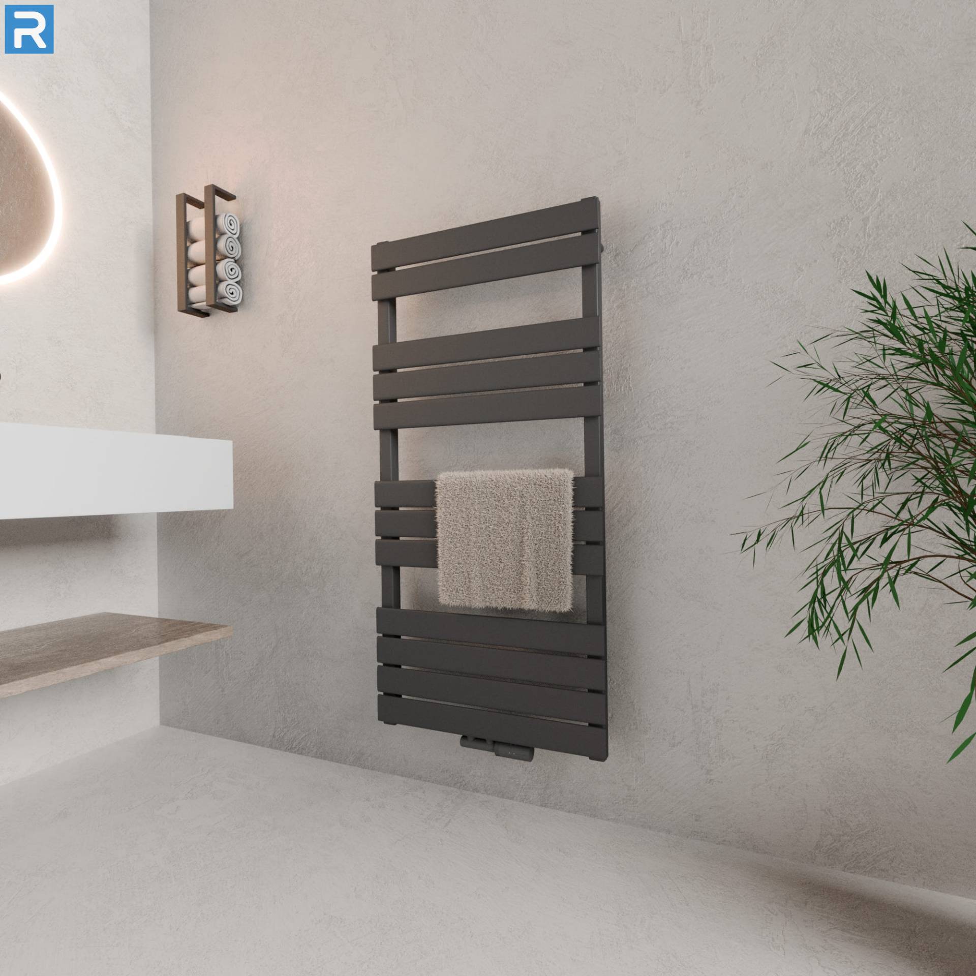ROTHLER Design Handtuchheizkörper Mittelanschluss Anthrazit 60 x 120 cm mit Multiblock ROTHLER Design Handtuchheizkörper Mittelanschluss Anthrazit 60 x 120 cm mit Multiblock