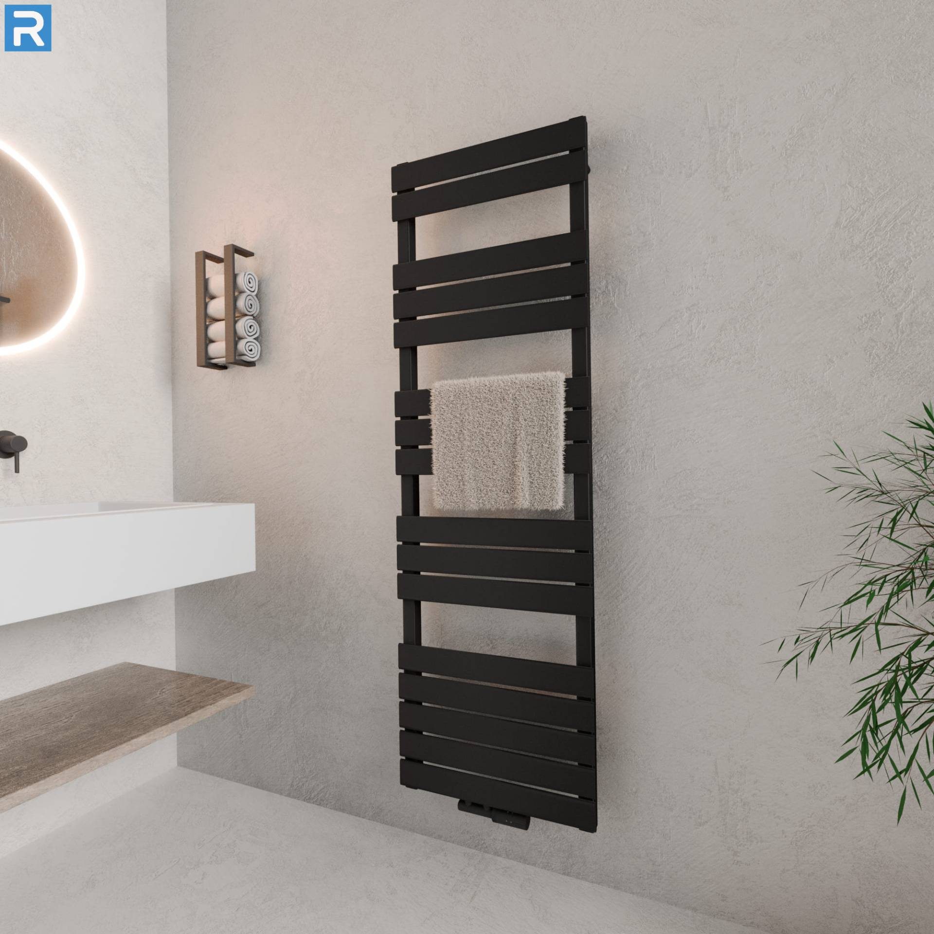 ROTHLER Design Handtuchheizkörper Mittelanschluss Schwarz 50 x 160 cm mit Multiblock ROTHLER Design Handtuchheizkörper Mittelanschluss Schwarz 50 x 160 cm mit Multiblock
