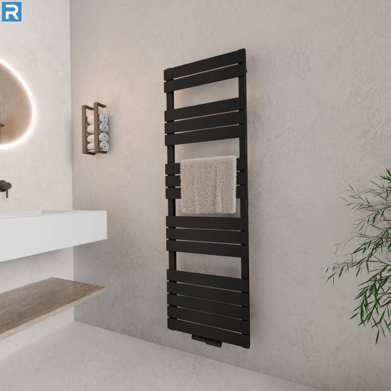ROTHLER Design Handtuchheizkörper Mittelanschluss Schwarz 50 x 160 cm mit Multiblock