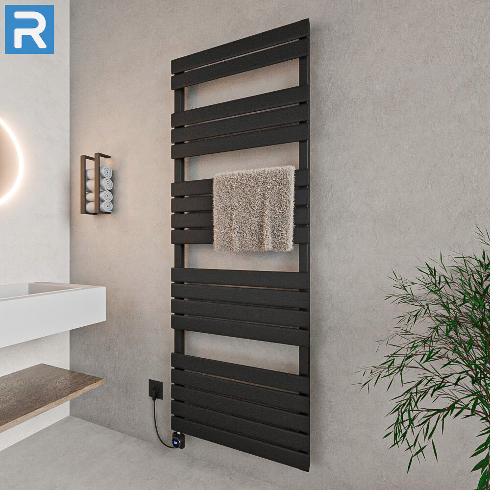 ROTHLER Design Handtuchheizkörper Mittelanschluss Schwarz 60 x 180 cm in Mischbetrieb ROTHLER Design Handtuchheizkörper Mittelanschluss Schwarz 60 x 180 cm in Mischbetrieb