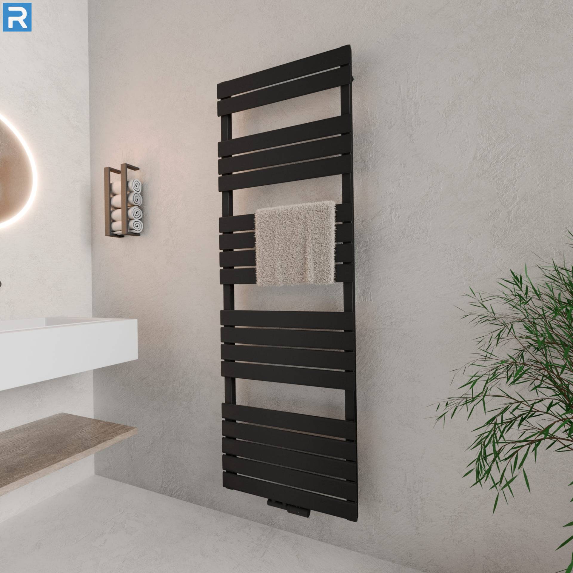 ROTHLER Design Handtuchheizkörper Mittelanschluss Schwarz 60 x 180 cm mit Multiblock ROTHLER Design Handtuchheizkörper Mittelanschluss Schwarz 60 x 180 cm mit Multiblock