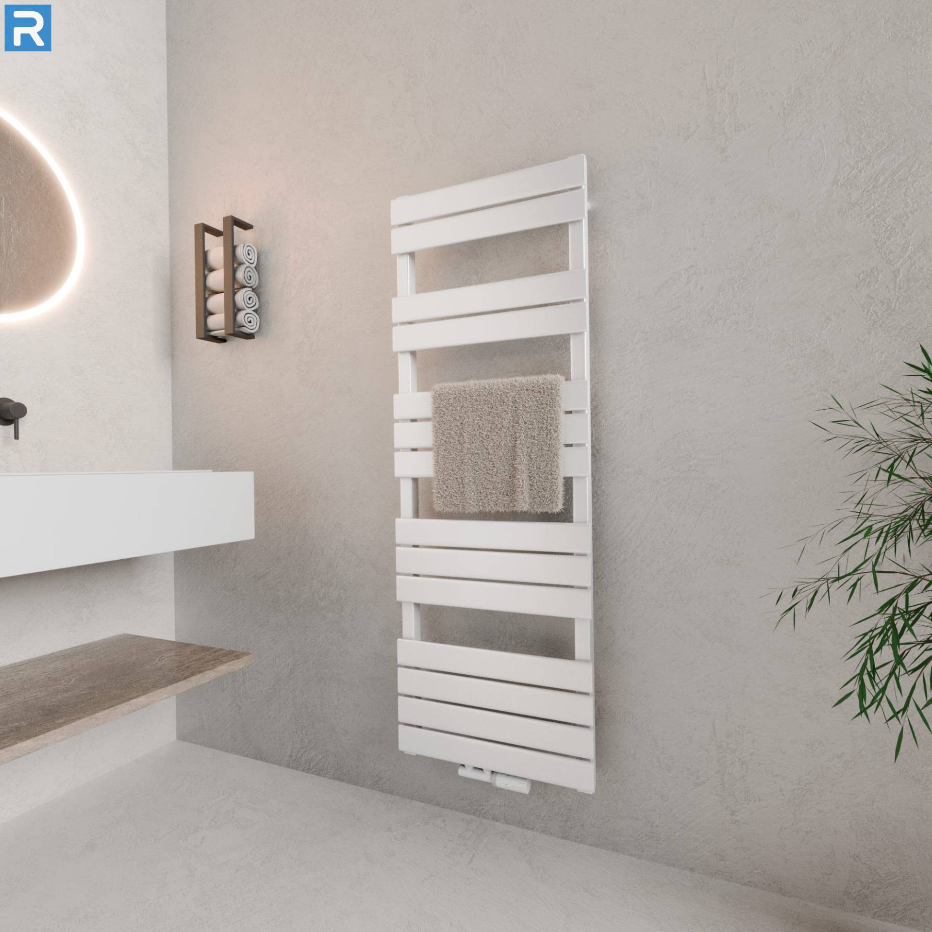 ROTHLER Design Handtuchheizkörper Mittelanschluss Weiß 50 x 140 cm mit Multiblock ROTHLER Design Handtuchheizkörper Mittelanschluss Weiß 50 x 140 cm mit Multiblock