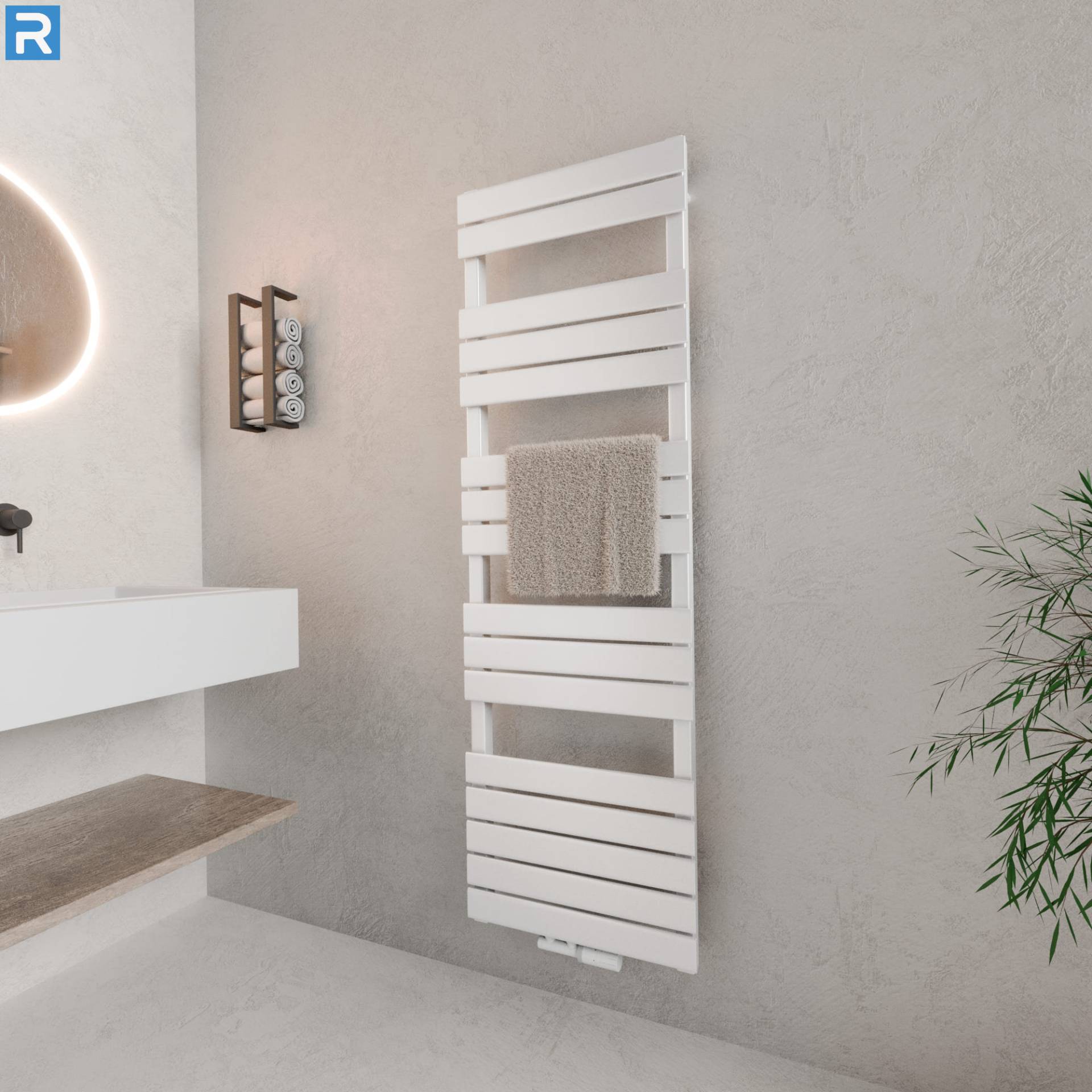 ROTHLER Design Handtuchheizkörper Mittelanschluss Weiß 50 x 160 cm mit Multiblock ROTHLER Design Handtuchheizkörper Mittelanschluss Weiß 50 x 160 cm mit Multiblock