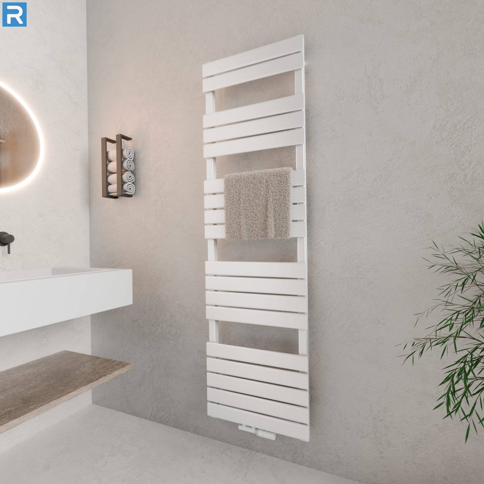 ROTHLER Design Handtuchheizkörper Mittelanschluss Weiß 50 x 180 cm mit Multiblock ROTHLER Design Handtuchheizkörper Mittelanschluss Weiß 50 x 180 cm mit Multiblock