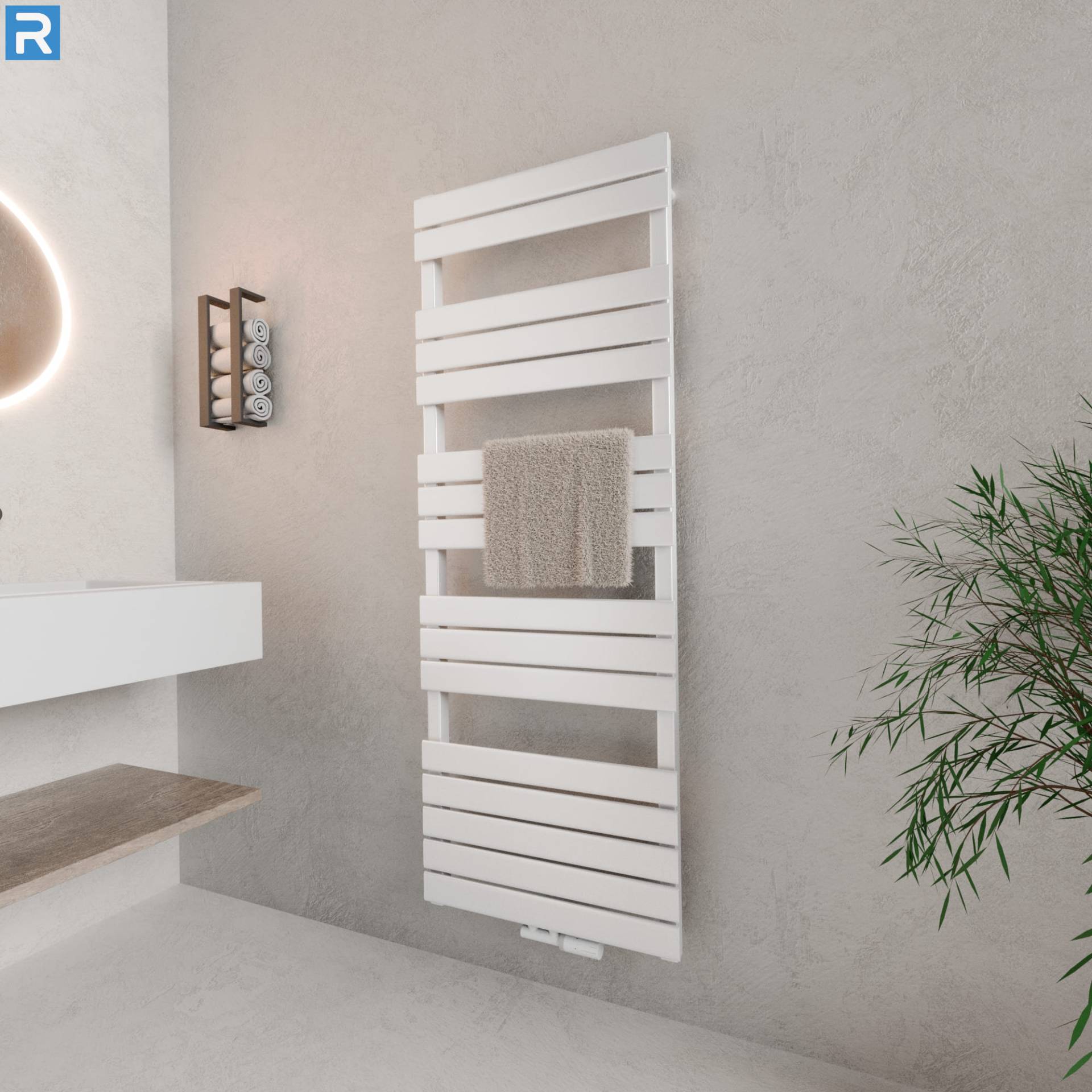 ROTHLER Design Handtuchheizkörper Mittelanschluss Weiß 60 x 160 cm mit Multiblock ROTHLER Design Handtuchheizkörper Mittelanschluss Weiß 60 x 160 cm mit Multiblock