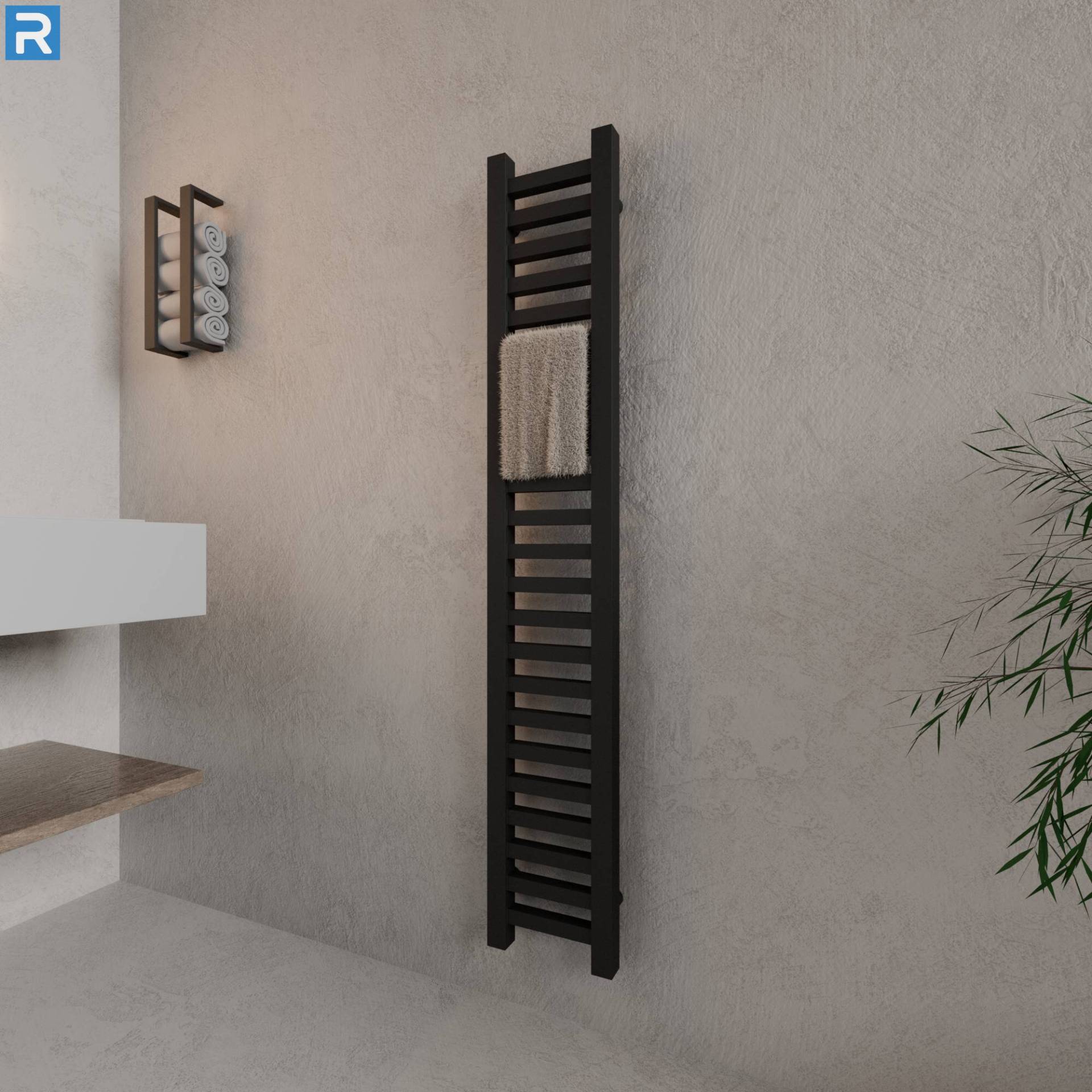 ROTHLER Design-Handtuchleiter Heizkörper Schwarz 20 x 140 cm