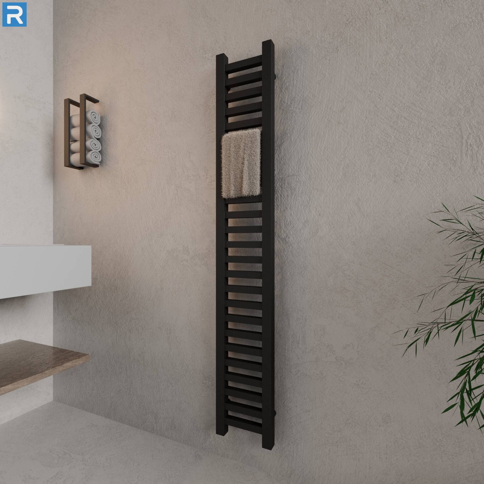ROTHLER Design-Handtuchleiter Heizkörper Schwarz 20 x 160 cm
