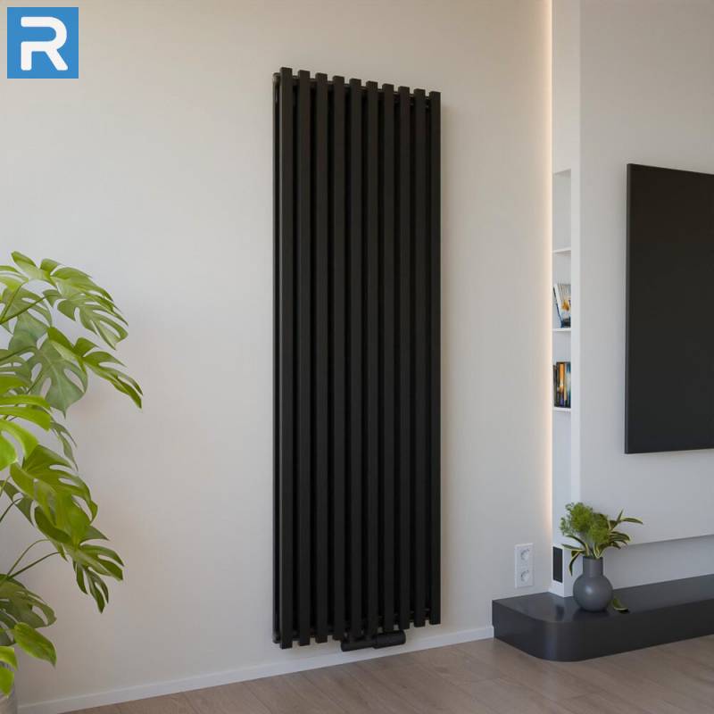 ROTHLER Design Paneelheizkörper Flachheizkörper Vertikal Doppellagig Schwarz 60cm 180 cm mit Multiblock