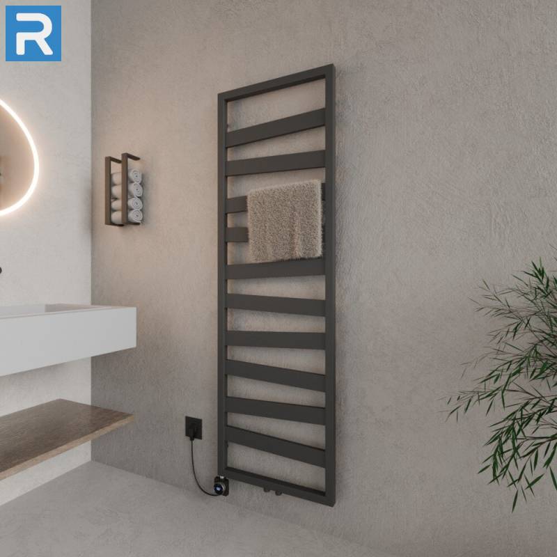 ROTHLER Elektrischer Design Badheizkörper Zigzag-Form Anthrazit 50 x 166 cm Befüllt