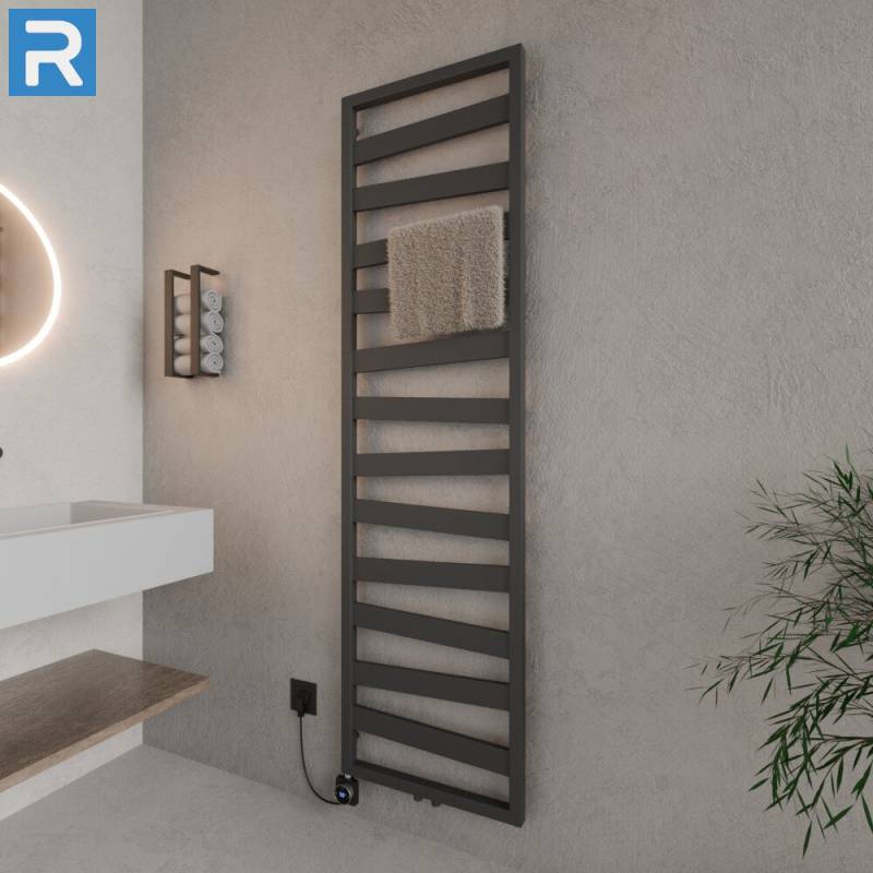 ROTHLER Elektrischer Design Badheizkörper Zigzag-Form Anthrazit 50 x 182 cm Befüllt