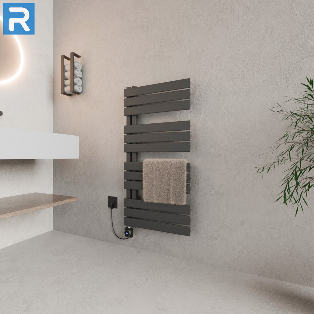 ROTHLER Elektrischer Design Handtuchheizkörper Badheizkörper Anthrazit 60 x 115 cm Befüllt