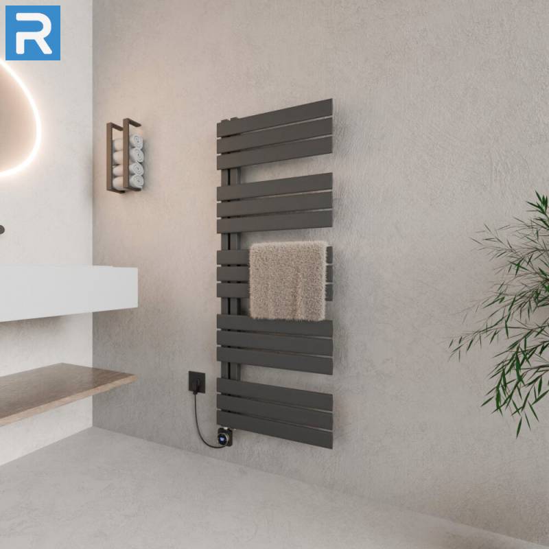 ROTHLER Elektrischer Design Handtuchheizkörper Badheizkörper Anthrazit 60 x 140 cm Befüllt