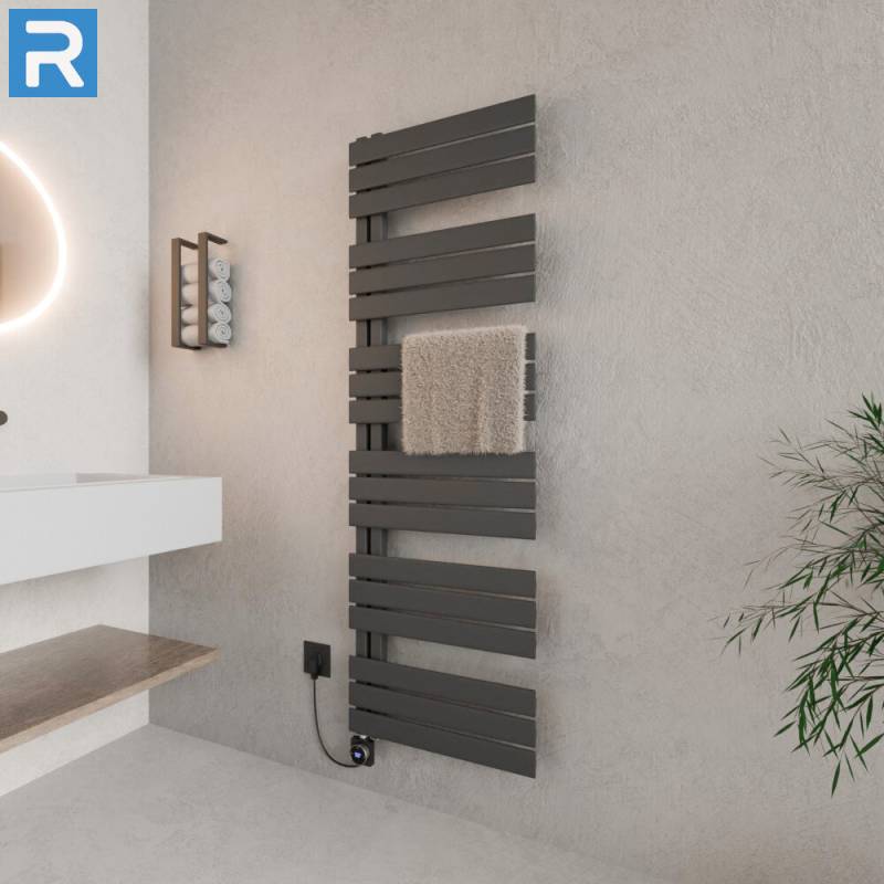 ROTHLER Elektrischer Design Handtuchheizkörper Badheizkörper Anthrazit 60 x 164 cm Befüllt