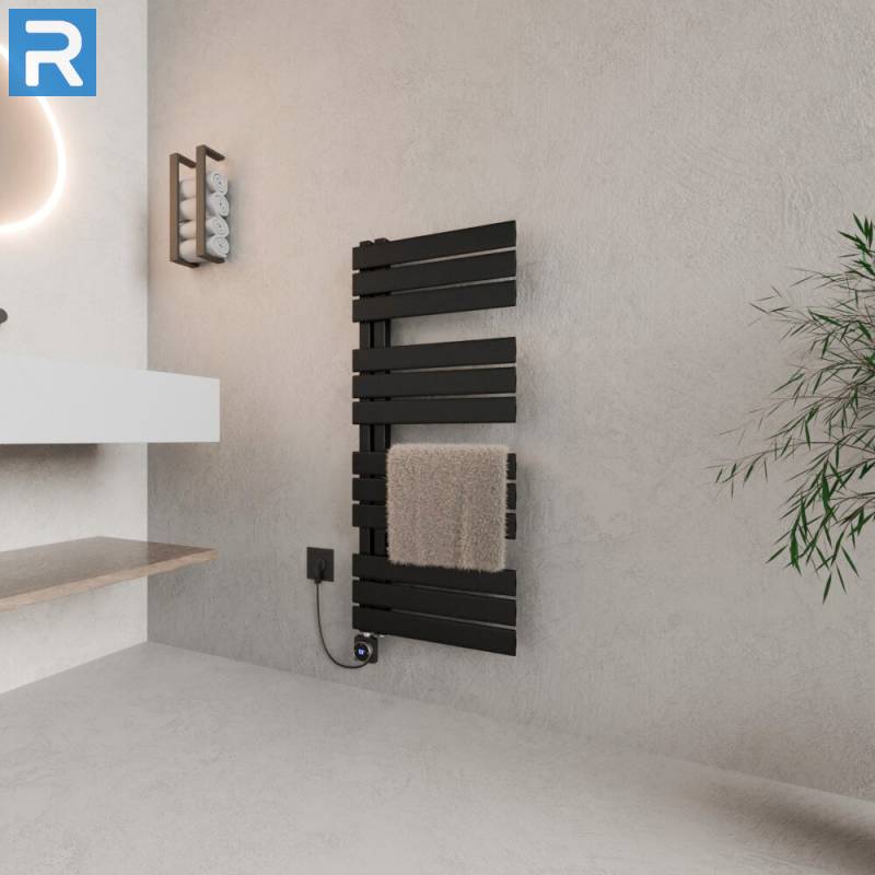 ROTHLER Elektrischer Design Handtuchheizkörper Badheizkörper Schwarz 50 x 115 cm Befüllt