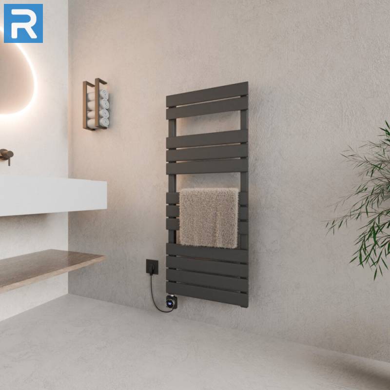 ROTHLER Elektrischer Design Handtuchheizkörper Mittelanschluss Anthrazit 50 x 120 cm mit Thermoflüssigkeit