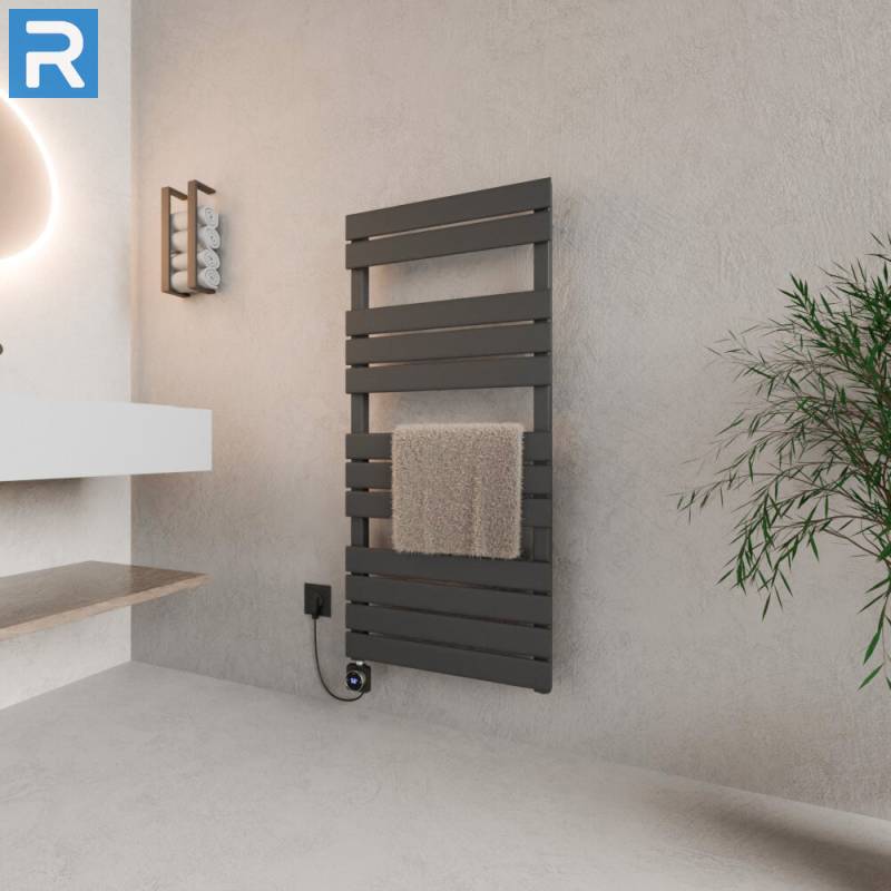 ROTHLER Elektrischer Design Handtuchheizkörper Mittelanschluss Anthrazit 60 x 120 cm Befüllt