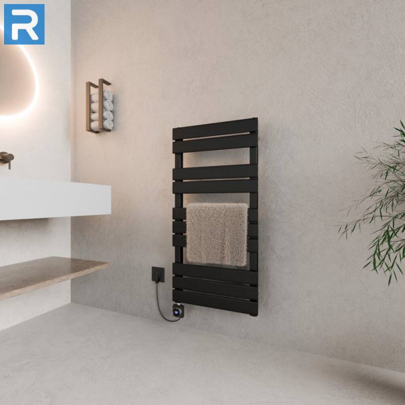 ROTHLER Elektrischer Design Handtuchheizkörper Mittelanschluss Schwarz 50 x 100 cm Befüllt