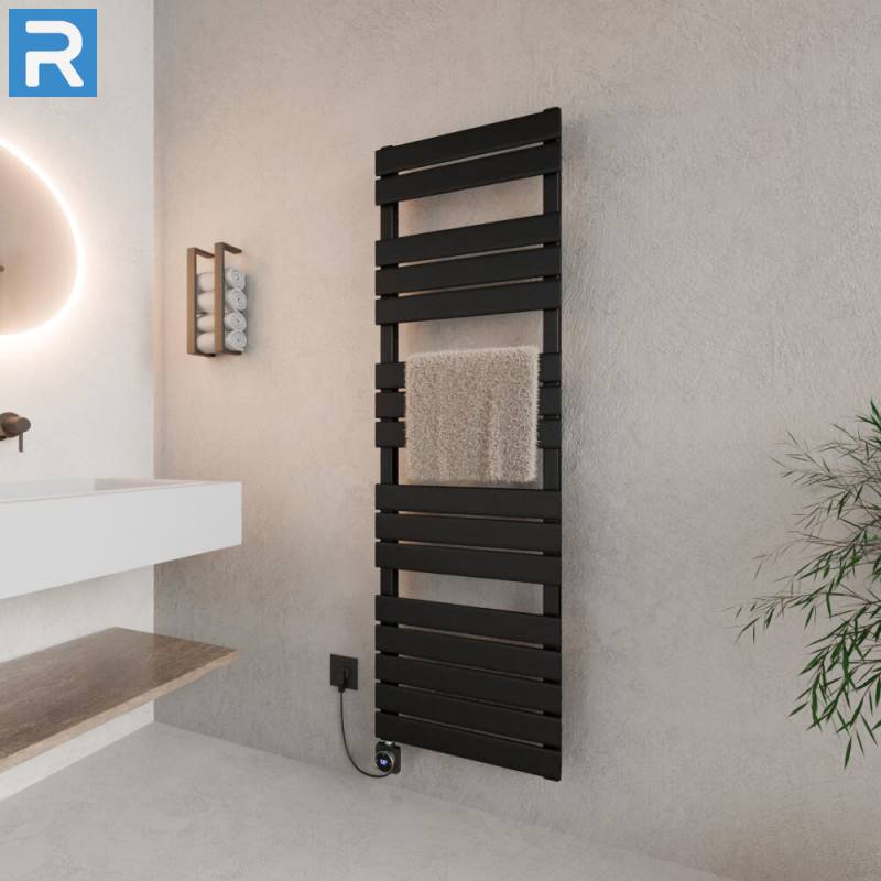 ROTHLER Elektrischer Design Handtuchheizkörper Mittelanschluss Schwarz 50 x 160 cm Befüllt