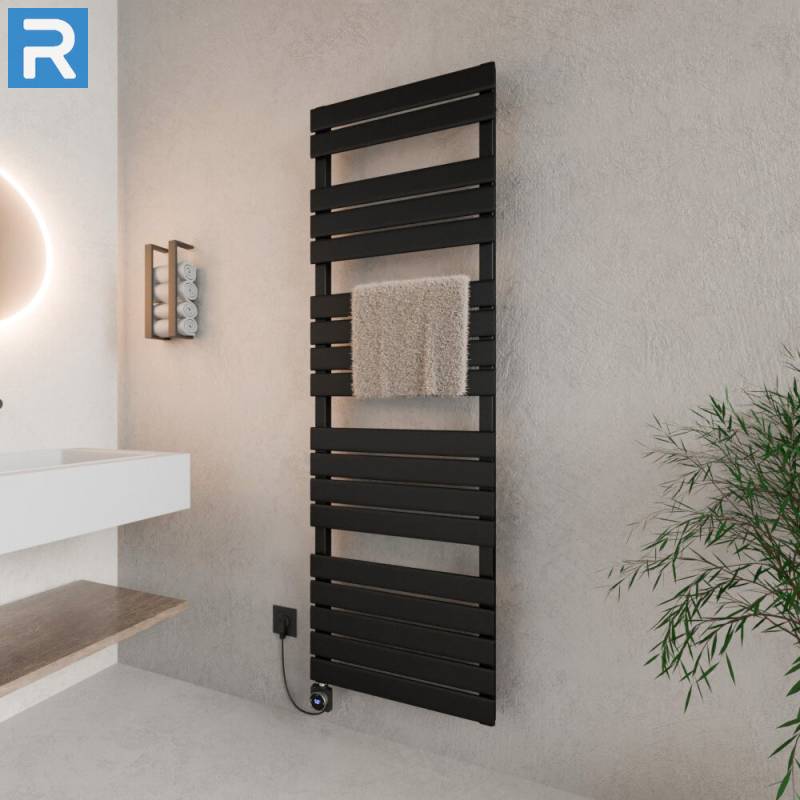 ROTHLER Elektrischer Design Handtuchheizkörper Mittelanschluss Schwarz 60 x 180 cm Befüllt