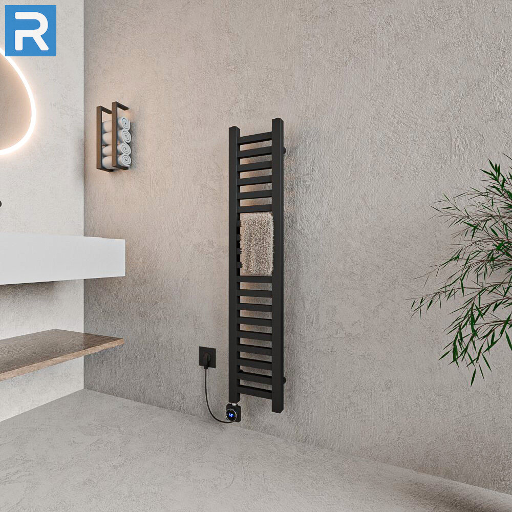 ROTHLER Elektrischer Design-Handtuchleiter Heizkörper Schwarz 20 x 100 cm mit Thermoflüssigkeit ROTHLER Elektrischer Design-Handtuchleiter Heizkörper Schwarz 20 x 100 cm mit Thermoflüssigkeit