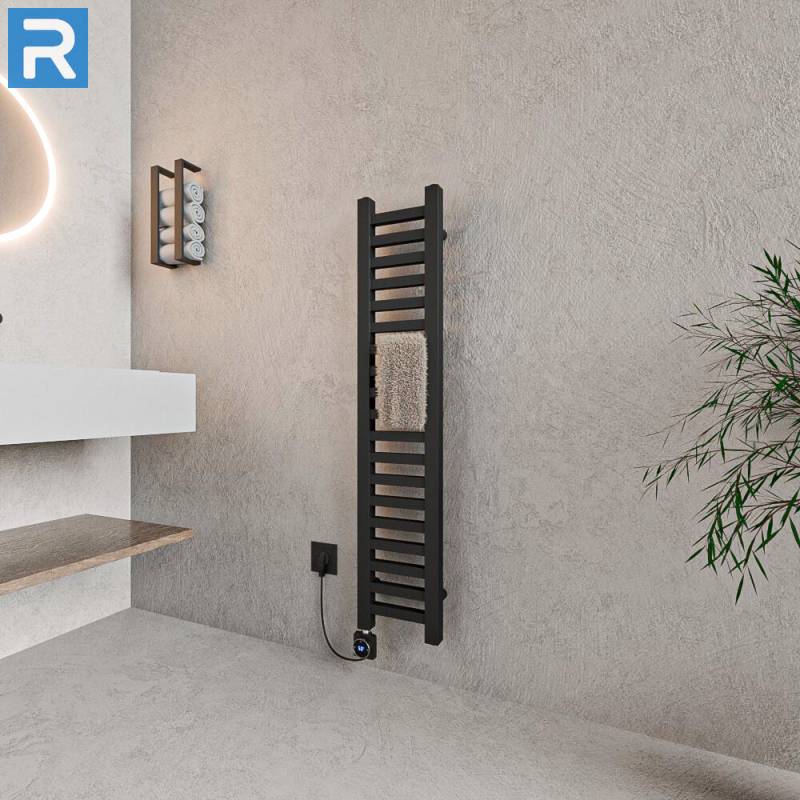 ROTHLER Elektrischer Design-Handtuchleiter Heizkörper Schwarz 20 x 100 cm mit Thermoflüssigkeit