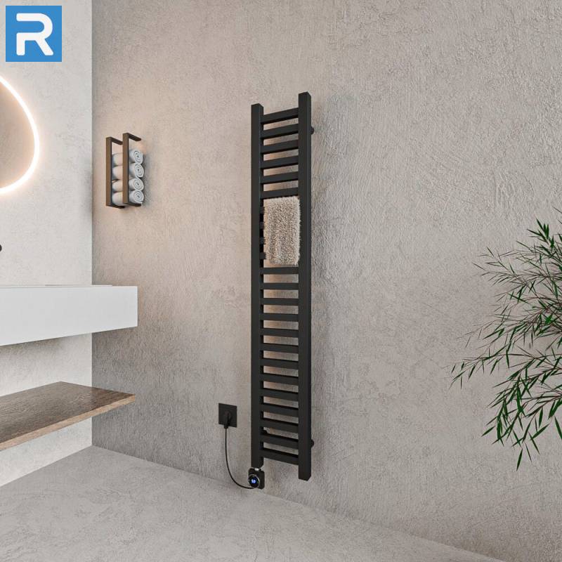 ROTHLER Elektrischer Design-Handtuchleiter Heizkörper Schwarz 20 x 140 cm mit Thermoflüssigkeit