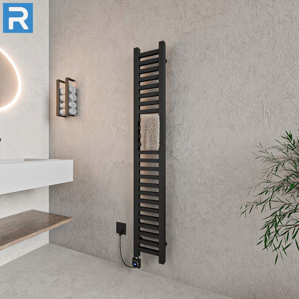 ROTHLER Elektrischer Design-Handtuchleiter Heizkörper Schwarz 20 x 160 cm mit Thermoflüssigkeit ROTHLER Elektrischer Design-Handtuchleiter Heizkörper Schwarz 20 x 160 cm mit Thermoflüssigkeit
