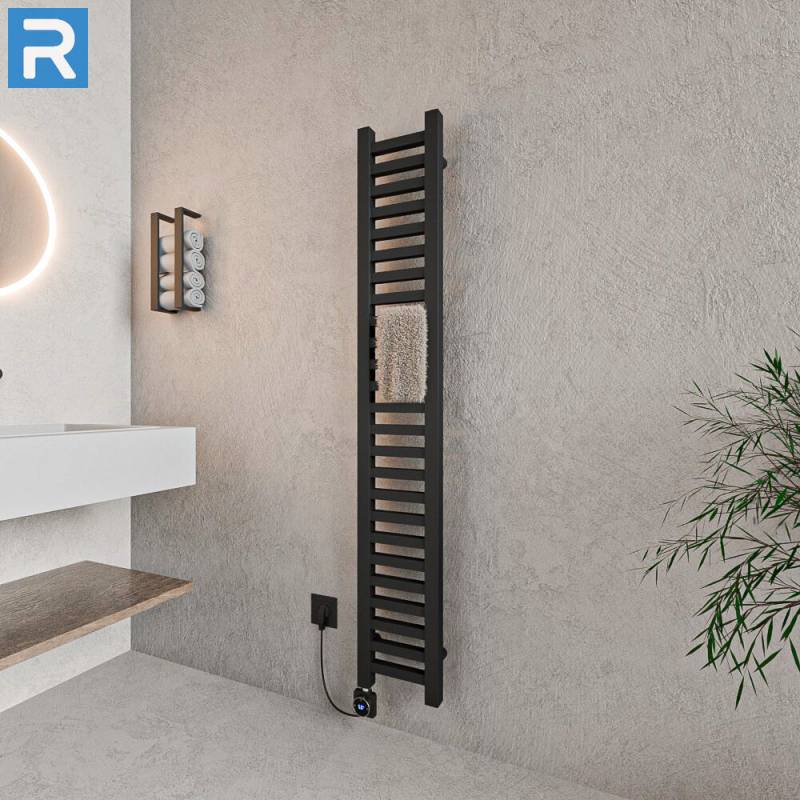 ROTHLER Elektrischer Design-Handtuchleiter Heizkörper Schwarz 20 x 160 cm mit Thermoflüssigkeit