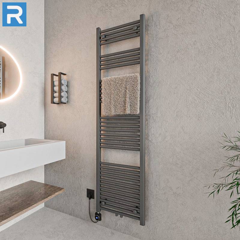 ROTHLER Elektrischer Handtuchheizkörper Badheizkörper Handtuchwärmer Anthrazit Mittelanschluss 50 x 180 cm