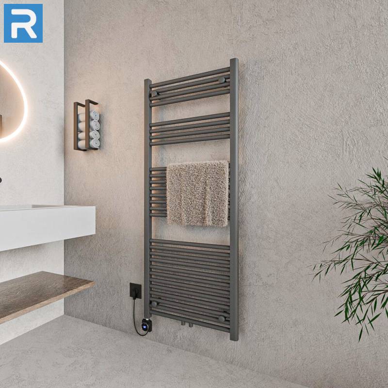 ROTHLER Elektrischer Handtuchheizkörper Badheizkörper Handtuchwärmer Anthrazit Mittelanschluss 60 x 140 cm