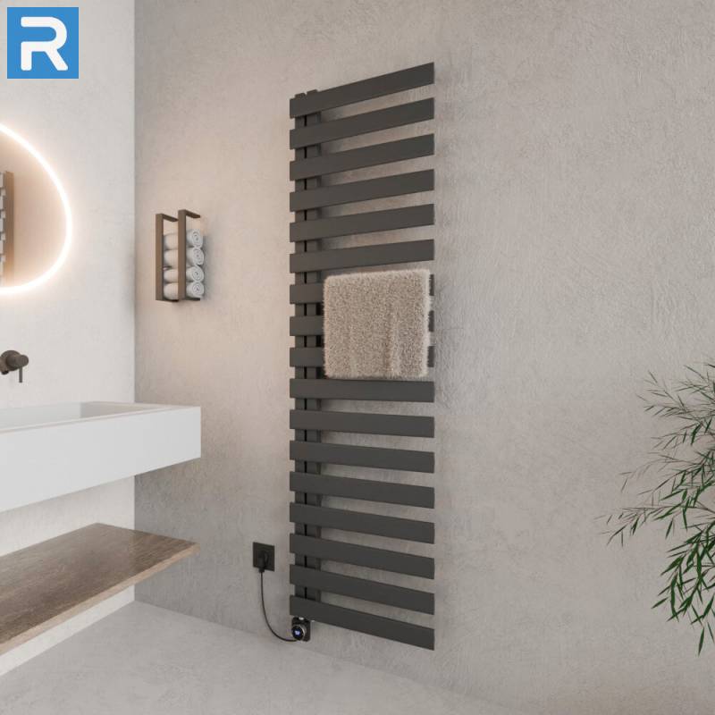 ROTHLER Elektrischer Premium Handtuchheizkörper Badheizkörper Anthrazit 50 x 183 cm mit Thermoflüssigkeit