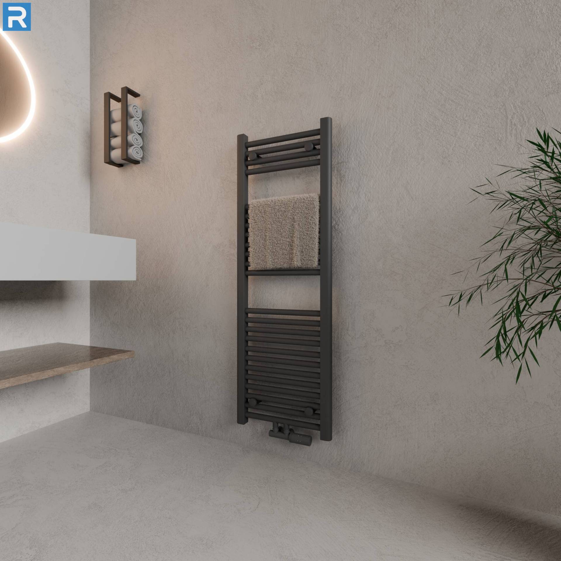 ROTHLER Handtuchheizkörper Badheizkörper Handtuchwärmer Anthrazit Mittelanschluss 50 x 120 cm mit Multiblock ROTHLER Handtuchheizkörper Badheizkörper Handtuchwärmer Anthrazit Mittelanschluss 50 x 120 cm mit Multiblock