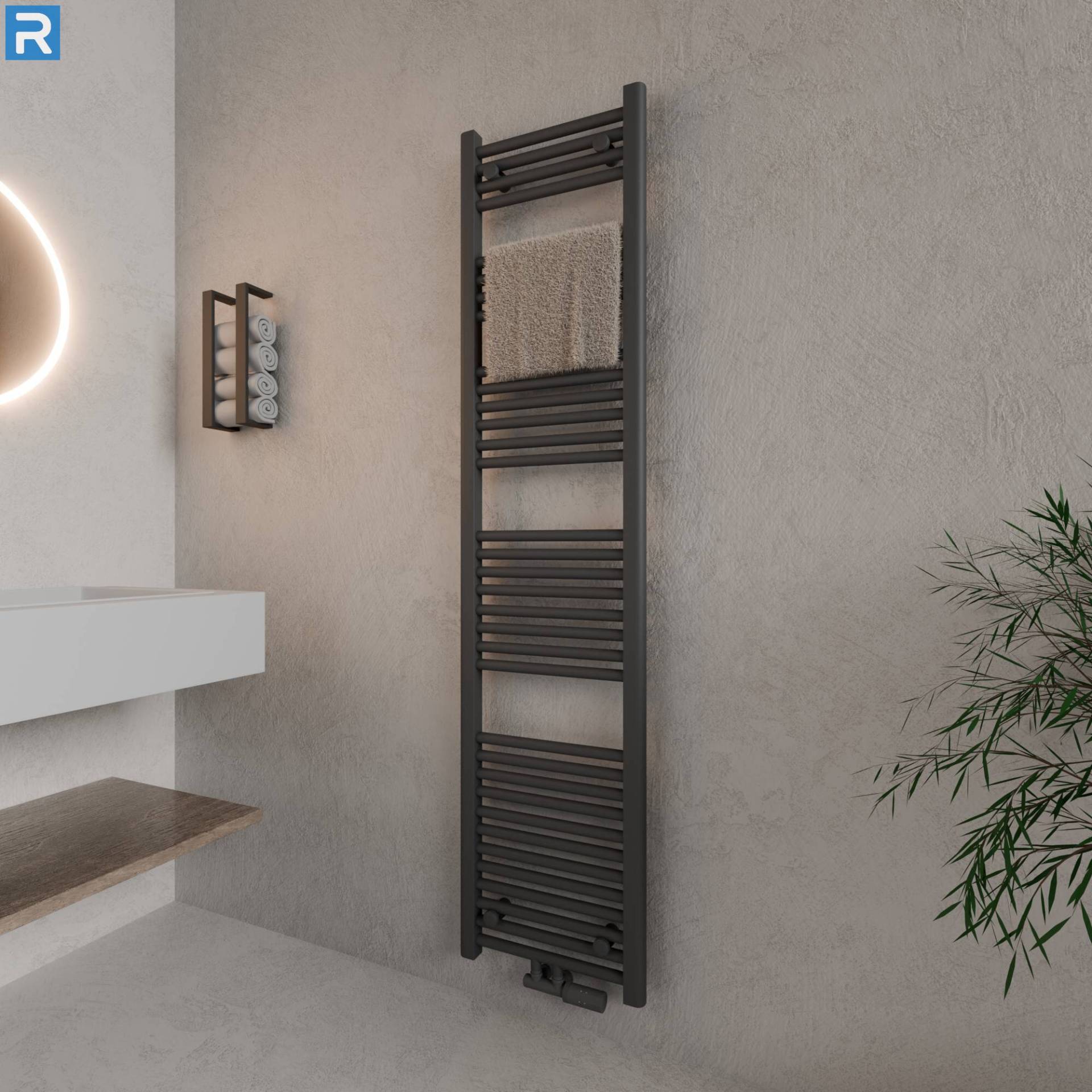 ROTHLER Handtuchheizkörper Badheizkörper Handtuchwärmer Anthrazit Mittelanschluss 50 x 180 cm mit Multiblock ROTHLER Handtuchheizkörper Badheizkörper Handtuchwärmer Anthrazit Mittelanschluss 50 x 180 cm mit Multiblock