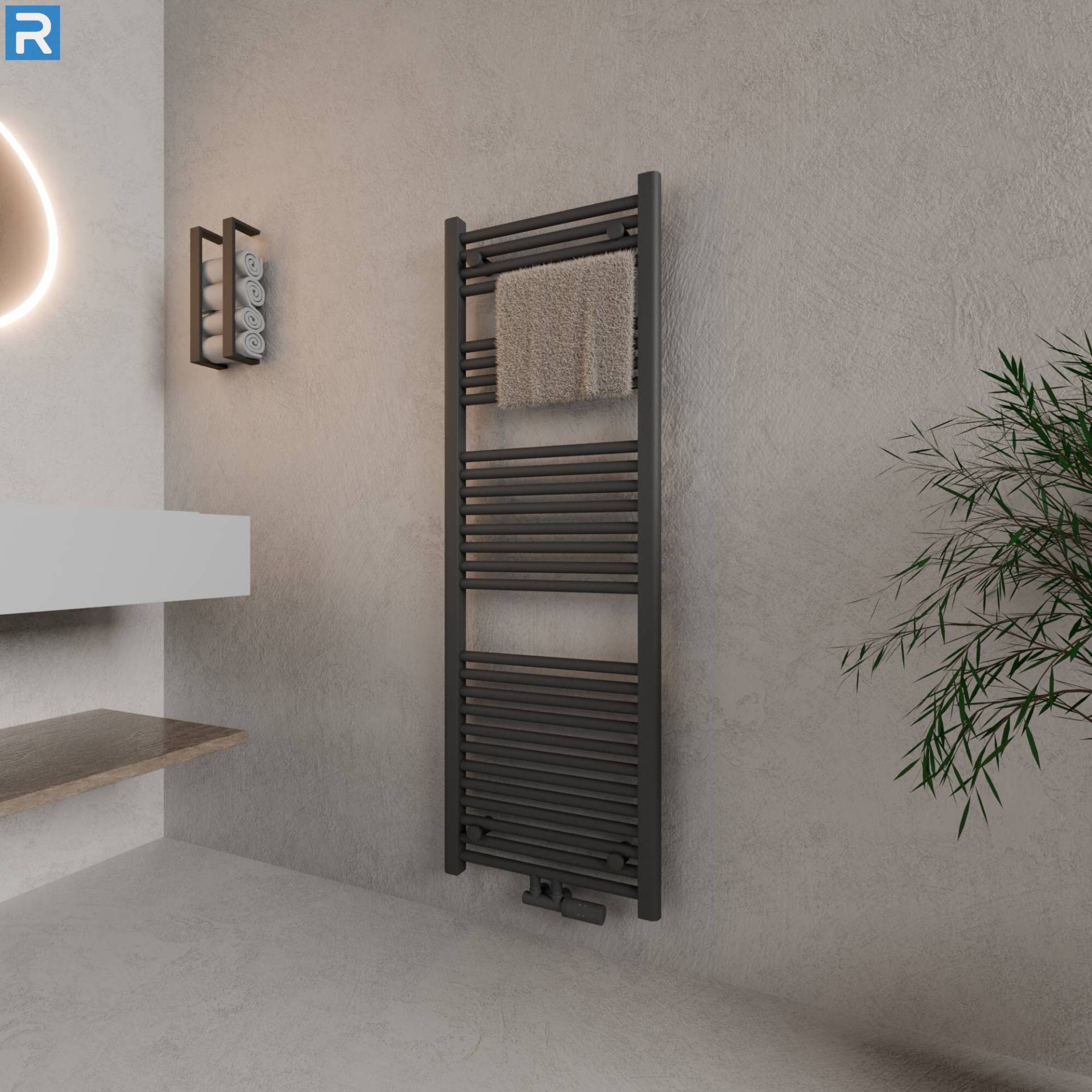 ROTHLER Handtuchheizkörper Badheizkörper Handtuchwärmer Anthrazit Mittelanschluss 60 x 140 cm mit Multiblock ROTHLER Handtuchheizkörper Badheizkörper Handtuchwärmer Anthrazit Mittelanschluss 60 x 140 cm mit Multiblock