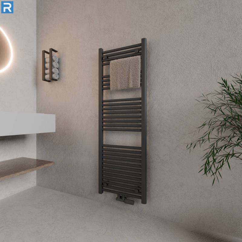 ROTHLER Handtuchheizkörper Badheizkörper Handtuchwärmer Anthrazit Mittelanschluss 60 x 140 cm mit Multiblock