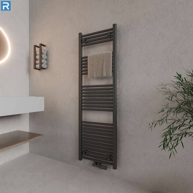 ROTHLER Handtuchheizkörper Badheizkörper Handtuchwärmer Anthrazit Mittelanschluss 60 x 160 cm mit Multiblock