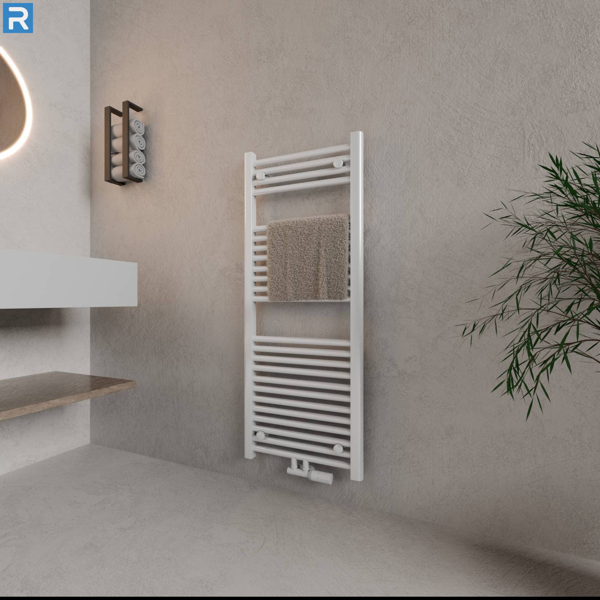 ROTHLER Handtuchheizkörper Badheizkörper Handtuchwärmer Weiß Mittelanschluss 60 x 120 cm mit Multiblock ROTHLER Handtuchheizkörper Badheizkörper Handtuchwärmer Weiß Mittelanschluss 60 x 120 cm mit Multiblock