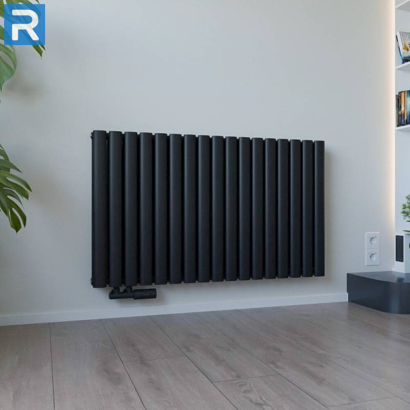 ROTHLER Paneelheizkörper Flachheizkörper Katzenauge Horizontal Doppellagig Schwarz 100 x 60 mit Multiblock