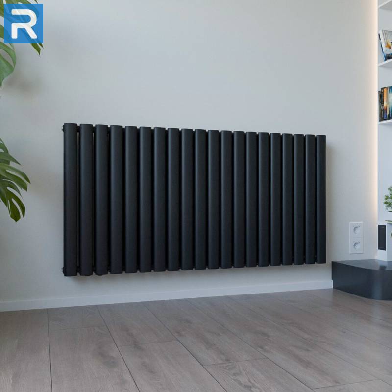 ROTHLER Paneelheizkörper Flachheizkörper Katzenauge Horizontal Doppellagig Schwarz 120 x 60
