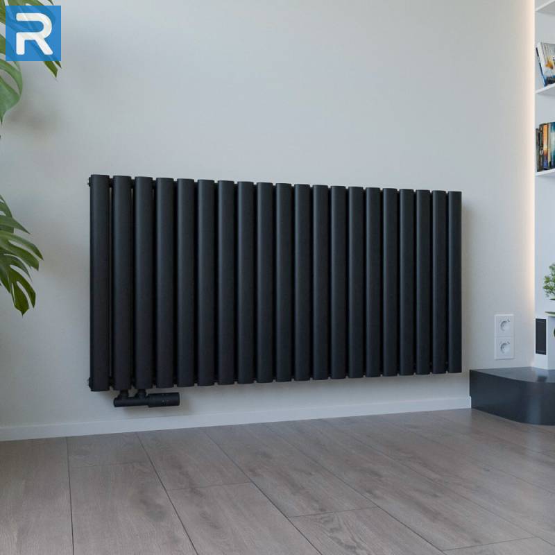 ROTHLER Paneelheizkörper Flachheizkörper Katzenauge Horizontal Doppellagig Schwarz 120 x 60 mit Multiblock
